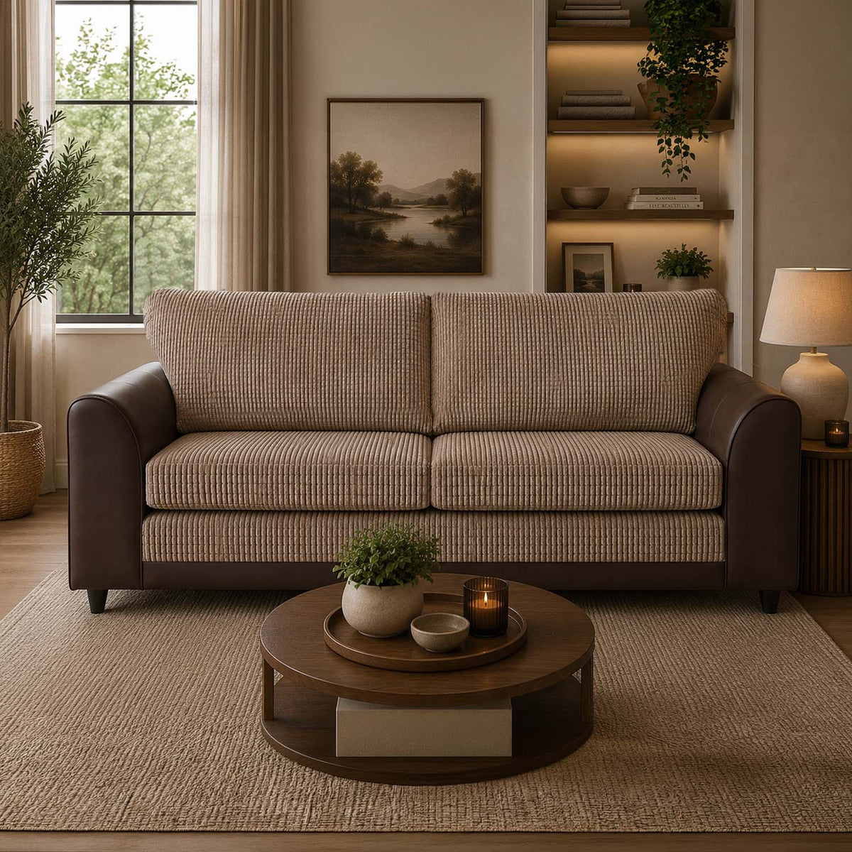 Luca Mixed Fabric 3 Seater - Full Back