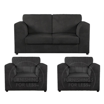 Luxor Jumbo Cord 2 Seater and 2 x Armchairs - Full Back
