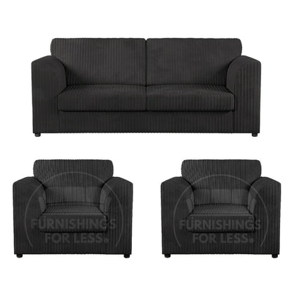 Luxor Full Jumbo Cord 3 Seater and 2 x Armchairs - Full Back
