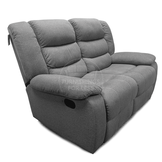 Manhattan Full Fabric Reclining Sofa Suite 3 + 2 - Grey - 2