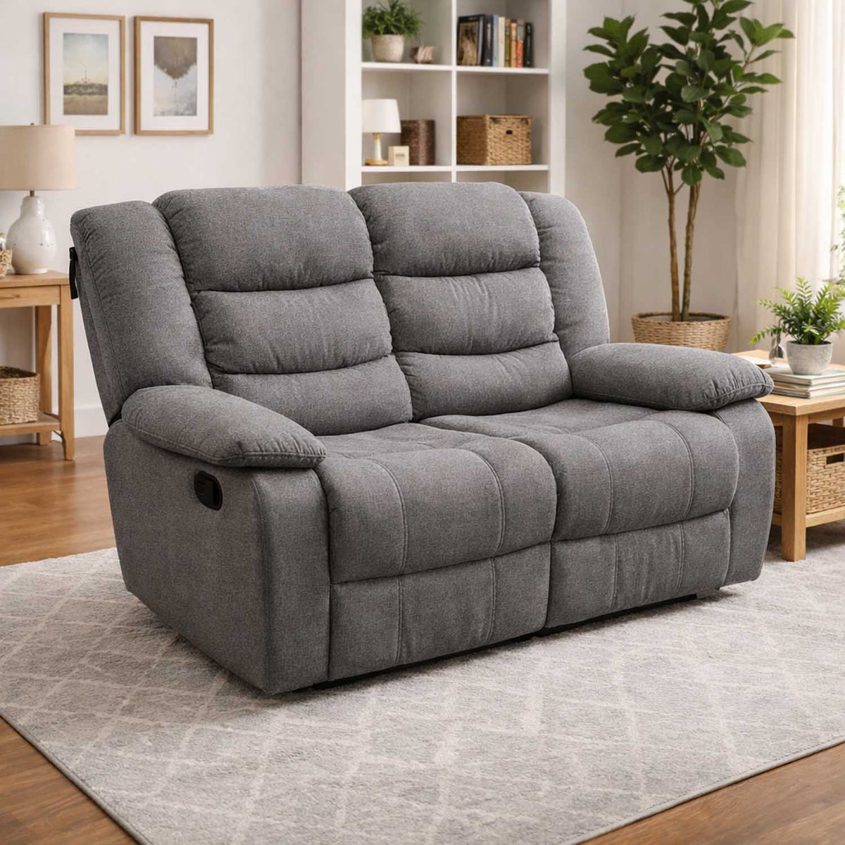 Manhattan Grey Fabric Reclining 2 Seater Sofa