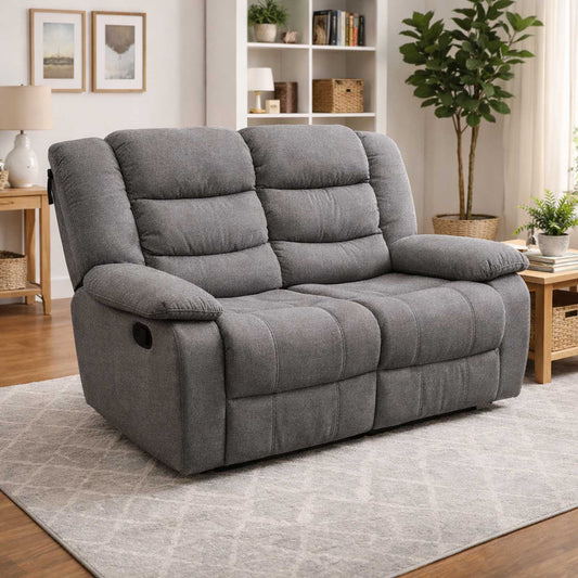 Manhattan Grey Fabric Reclining 2 Seater Sofa