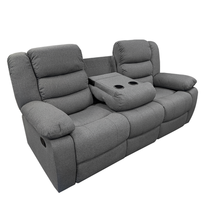 Manhattan Grey Fabric Reclining 3 Seater Sofa