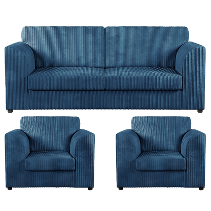 Luxor Full Jumbo Cord 3 Seater and 2 x Armchairs - Full Back