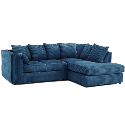 Luxor Cord Fabric 4 Seater Corner Sofa Scatter Back