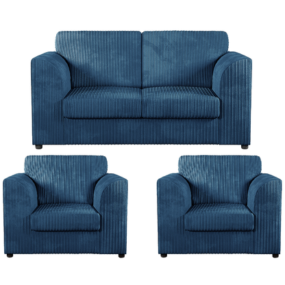 Luxor Jumbo Cord 2 Seater and 2 x Armchairs - Full Back