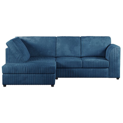Luxor Cord Fabric 4 Seater Corner Sofa Full Back