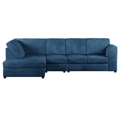 Luxor Full Cord Fabric 5 Seater Corner Sofa Full Back