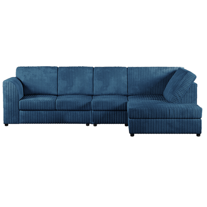 Luxor Full Cord Fabric 5 Seater Corner Sofa Full Back