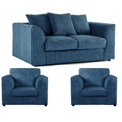 Luxor Jumbo Cord 2 Seater and 2 x Armchairs - Scatter Back