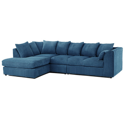 Luxor Full Cord Fabric 5 Seater Corner Sofa Scatter Back