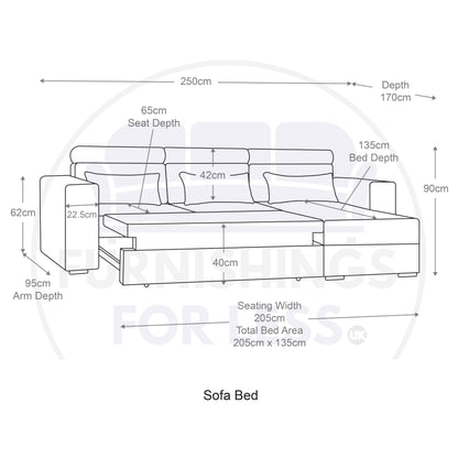 Miami Grey Fabric Corner Sofa Bed With Storage and Headrests - 6
