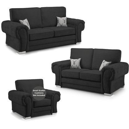 Milan Chesterfield Fabric 3 Piece Sofa Suite - Full Back