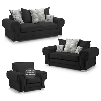 Milan Chesterfield Fabric 3 Piece Sofa Suite - Scatter Back