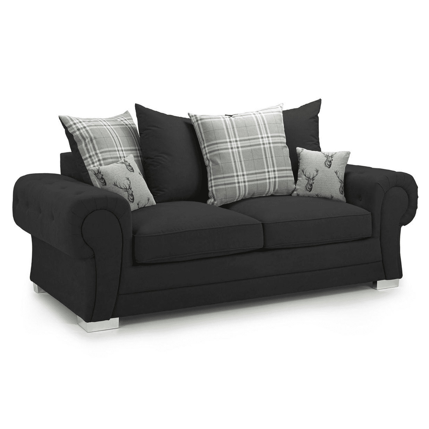 Milan Chesterfield Fabric 3 Seater Sofa - Scatter Back