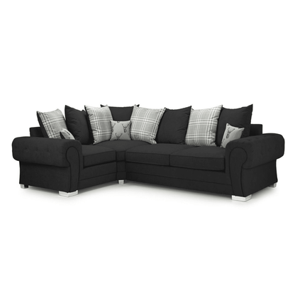 Milan Chesterfield Fabric 4 Seater Corner Sofa - Scatter Back