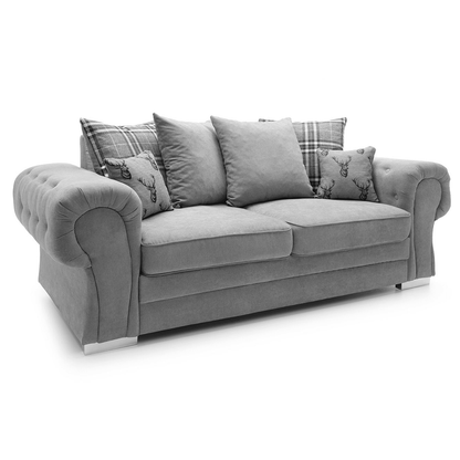 Milan Chesterfield Fabric 3 Seater Sofa - Scatter Back