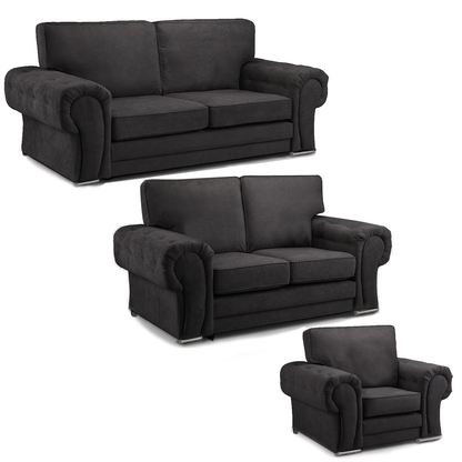 Milan Chesterfield Fabric 3 Piece Sofa Suite - Full Back