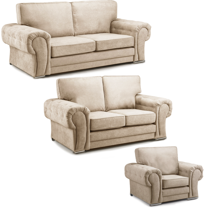 Milan Chesterfield Fabric 3 Piece Sofa Suite - Full Back