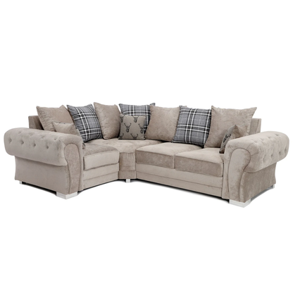 Milan Chesterfield Fabric 4 Seater Corner Sofa - Scatter Back