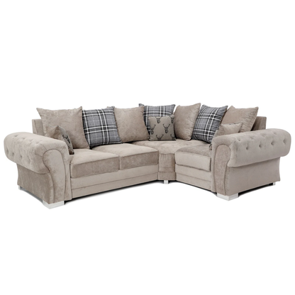 Milan Chesterfield Fabric 4 Seater Corner Sofa - Scatter Back
