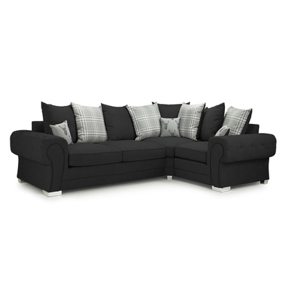 Milan Chesterfield Fabric 4 Seater Corner Sofa - Scatter Back