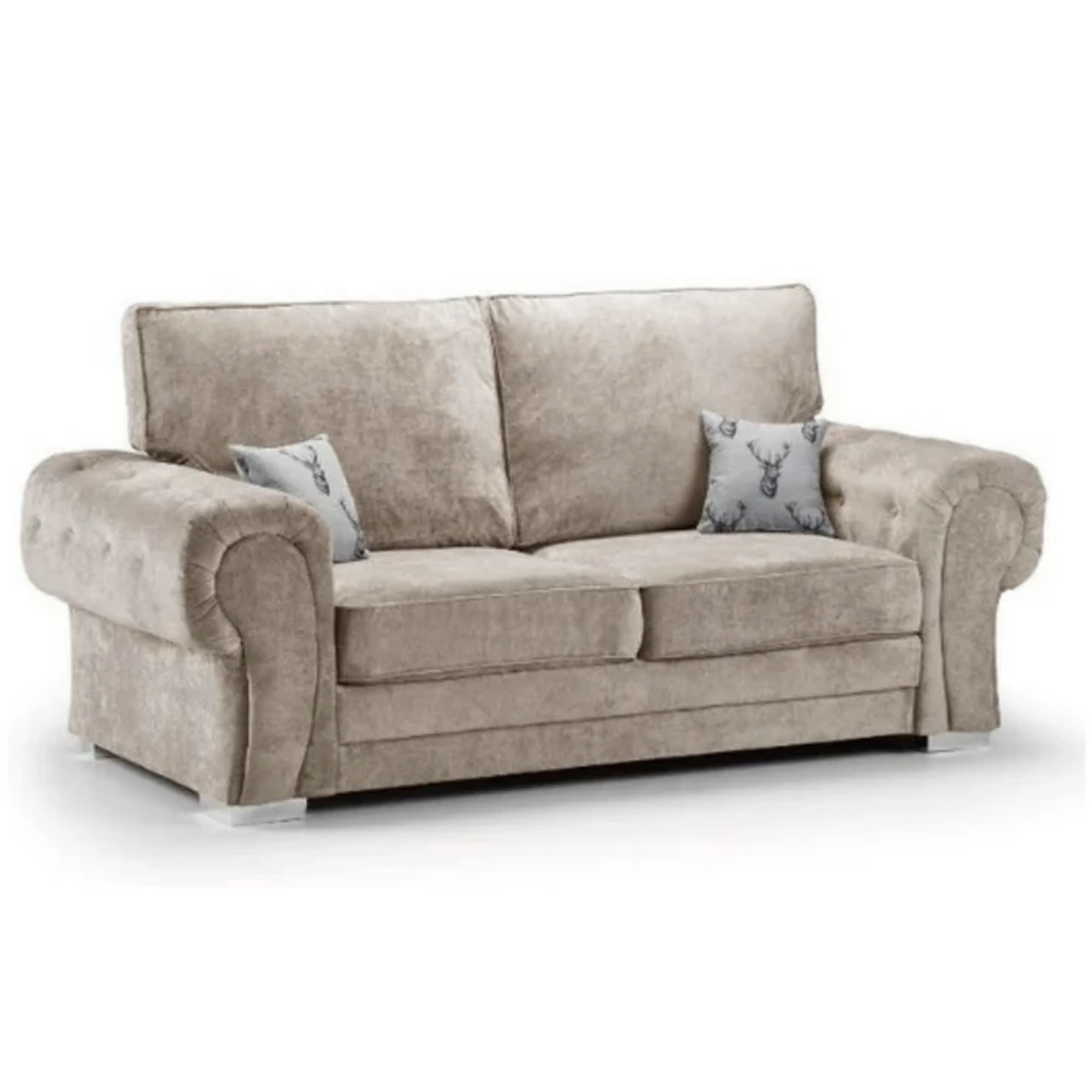 Milan Chesterfield Fabric 3 Seater Sofa - Full Back