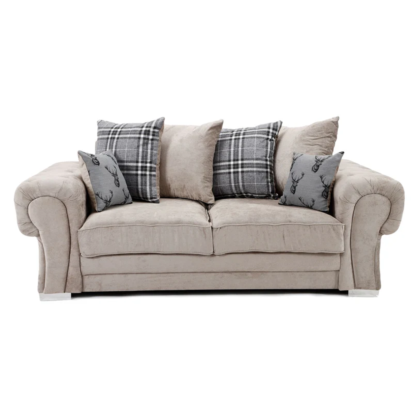 Milan Chesterfield Fabric 3 Seater Sofa - Scatter Back