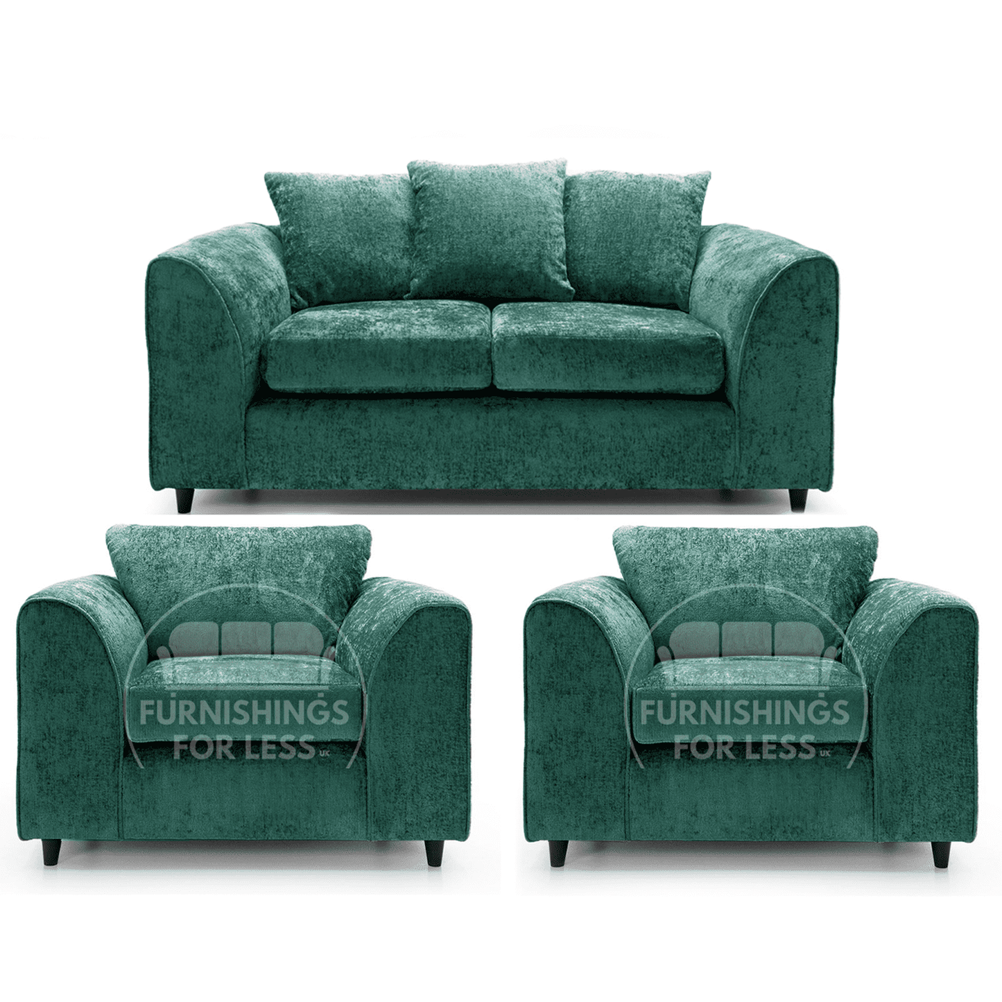 Monaco Chenille Fabric 2 Seater and 2 Armchairs