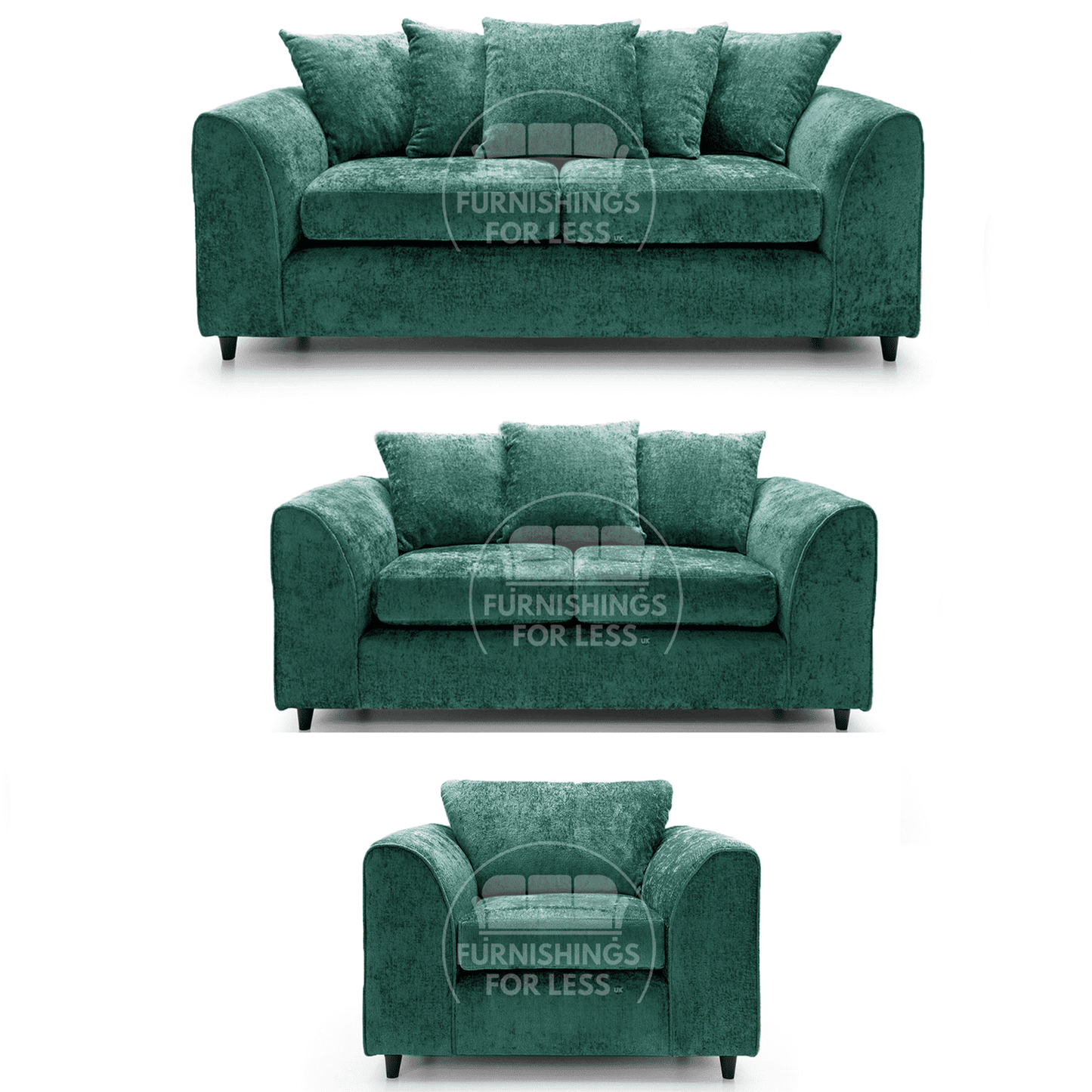 Monaco Chenille Fabric 3 Piece Sofa Suite
