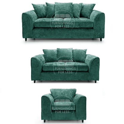 Monaco Chenille Fabric 3 Piece Sofa Suite
