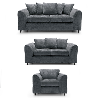 Monaco Chenille Fabric 3 Piece Sofa Suite