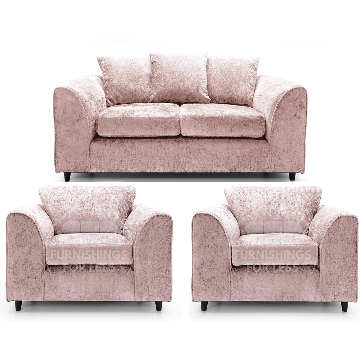Monaco Chenille Fabric 2 Seater and 2 Armchairs