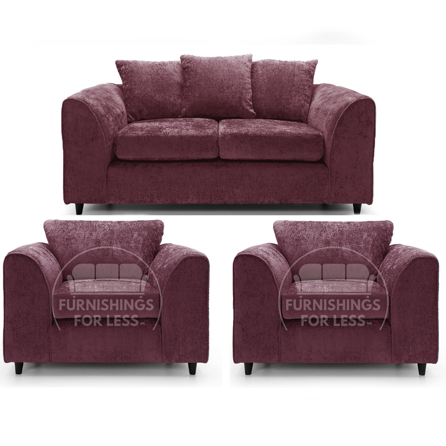 Monaco Chenille Fabric 2 Seater and 2 Armchairs