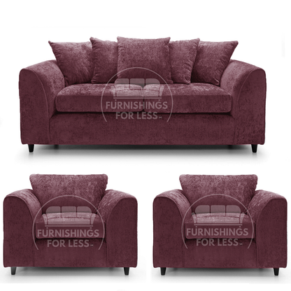 Monaco Chenille Fabric 3 Seater and 2 Armchairs