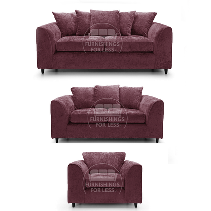 Monaco Chenille Fabric 3 Piece Sofa Suite
