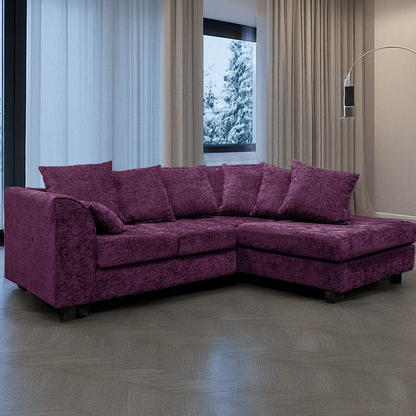 Monaco Chenille Fabric 4 Seater L Shaped Corner Sofa