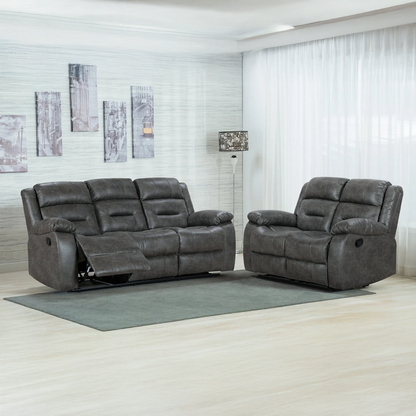 Monty Fabric Reclining Sofa Suite 3 + 2 - Grey