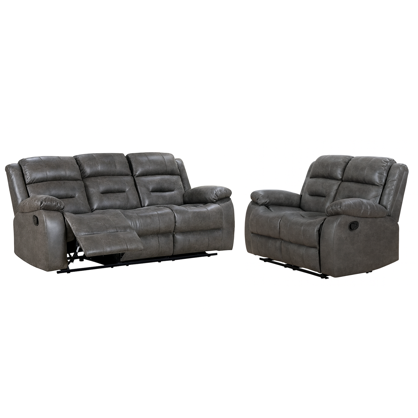 Monty Fabric Reclining Sofa Suite 3 + 2 - Grey