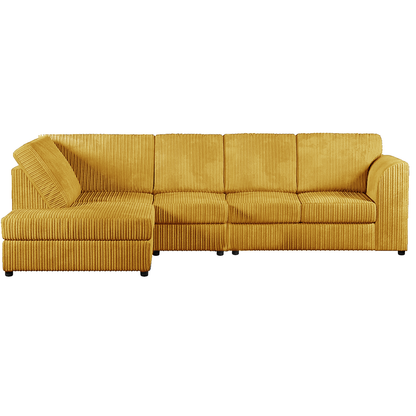Luxor Full Cord Fabric 5 Seater Corner Sofa Full Back