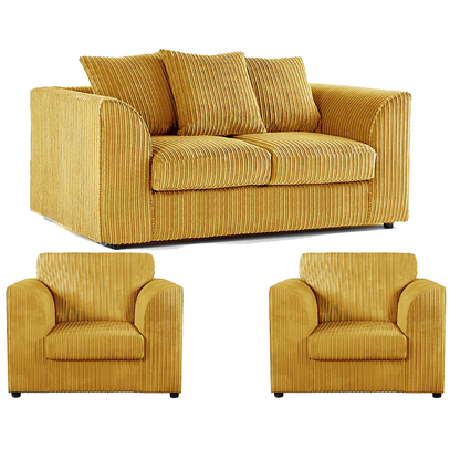 Luxor Jumbo Cord 2 Seater and 2 x Armchairs - Scatter Back