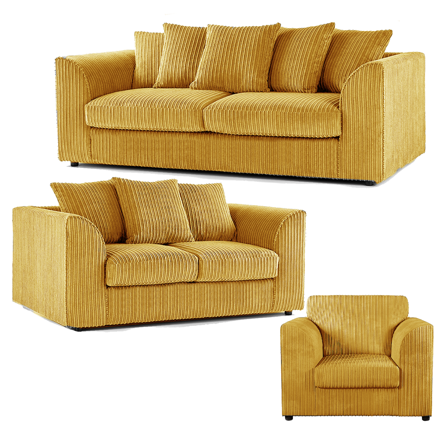 Luxor Full Jumbo Cord 3 Piece Suite - Scatter Back
