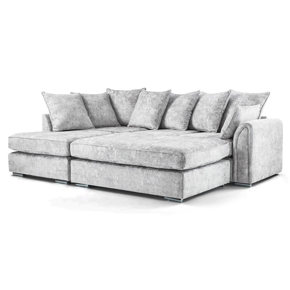 Chiswick Corner Sofa 4 Seater with Footstool - Silver Or Black - 4