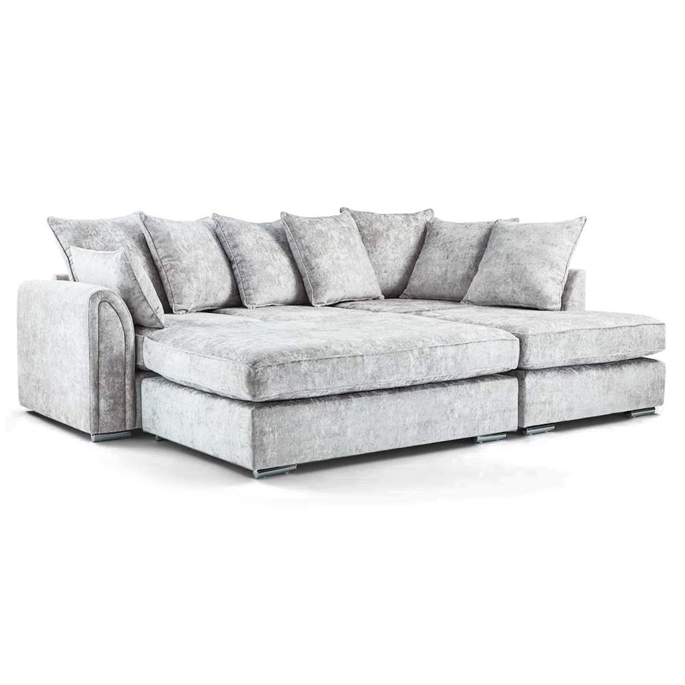 Chiswick Corner Sofa 4 Seater with Footstool - Silver Or Black