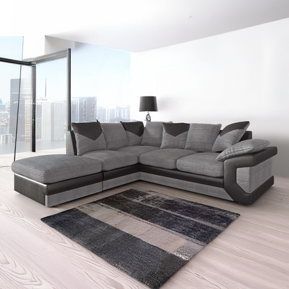 Dino Mixed Fabric Corner Sofa with Footstool