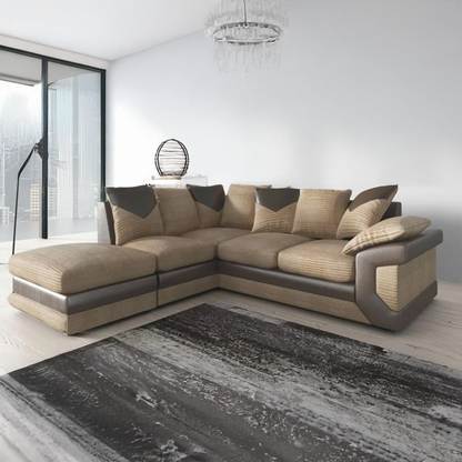 Dino Mixed Fabric Corner Sofa with Footstool