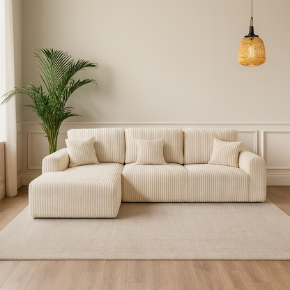 Vinci Soft Chunky Jumbo Cord 4 Seater Corner Sofa