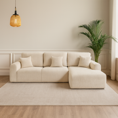 Vinci Soft Chunky Jumbo Cord 4 Seater Corner Sofa