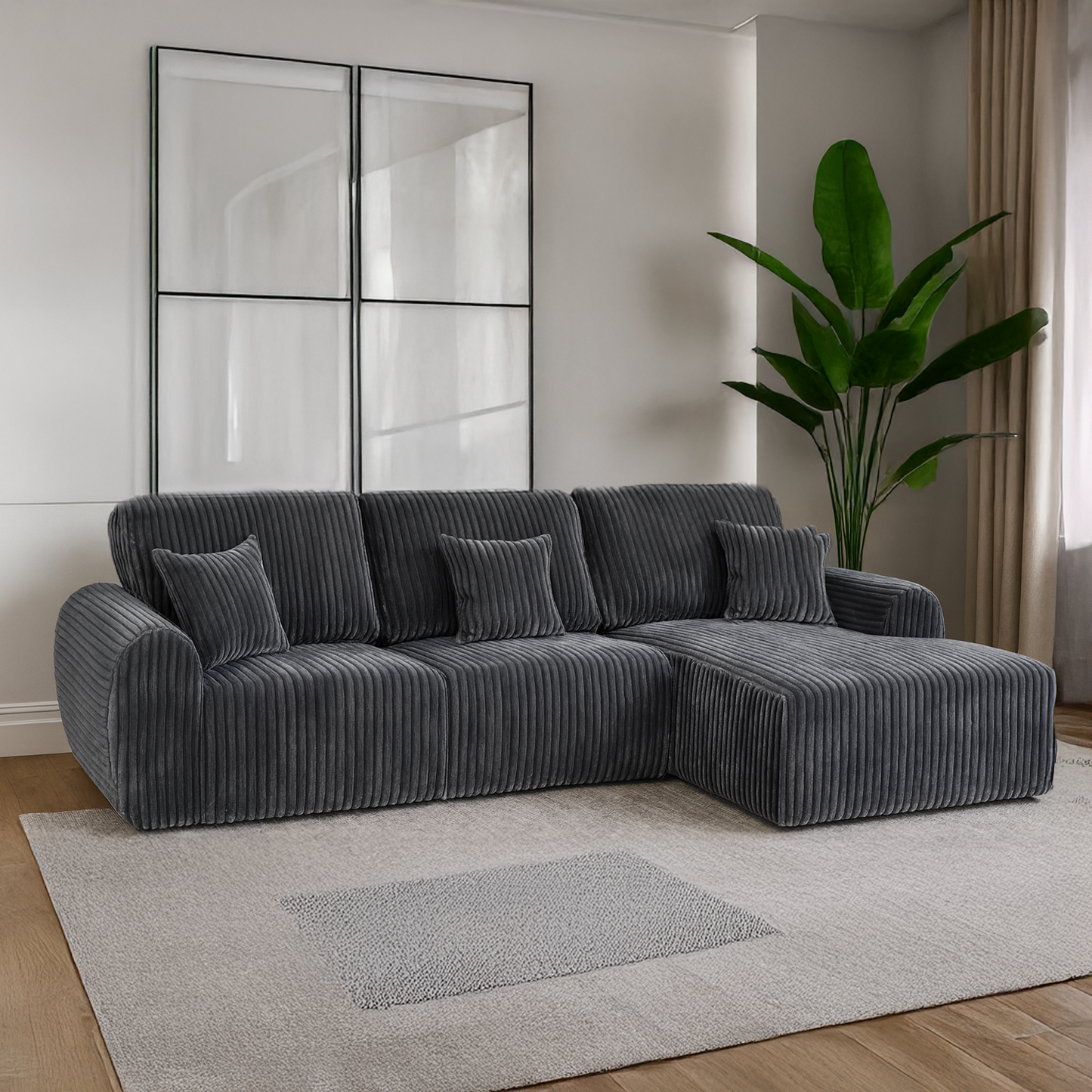 Vinci Soft Chunky Jumbo Cord 4 Seater Corner Sofa