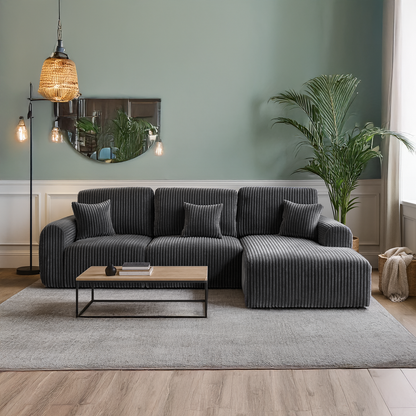 Vinci Soft Chunky Jumbo Cord 4 Seater Corner Sofa